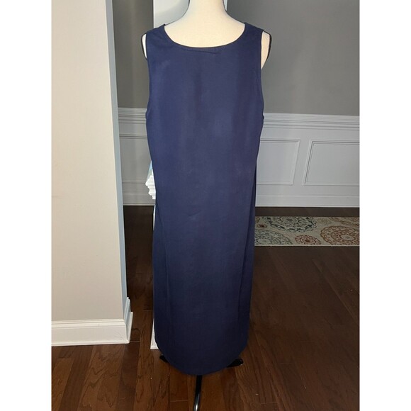 Fashion Classics Embroidered Snowman Christmas Maxi Dress Sz Large Navy Blue - Picture 6 of 10